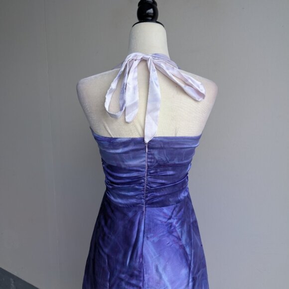 Vintage 90s Satin Purple Halter Dress - Picture 4 of 8